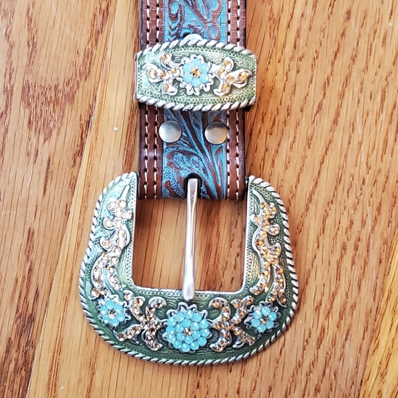 Nocona Accessories Nocona Womens Belt Tooled Leather Western Concho